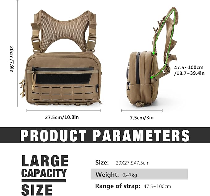 Mardingtop Chest Bag for MenOutdoor Tactical Molle Vest Chest Pack for RunningCyclingHikingEDCTravel