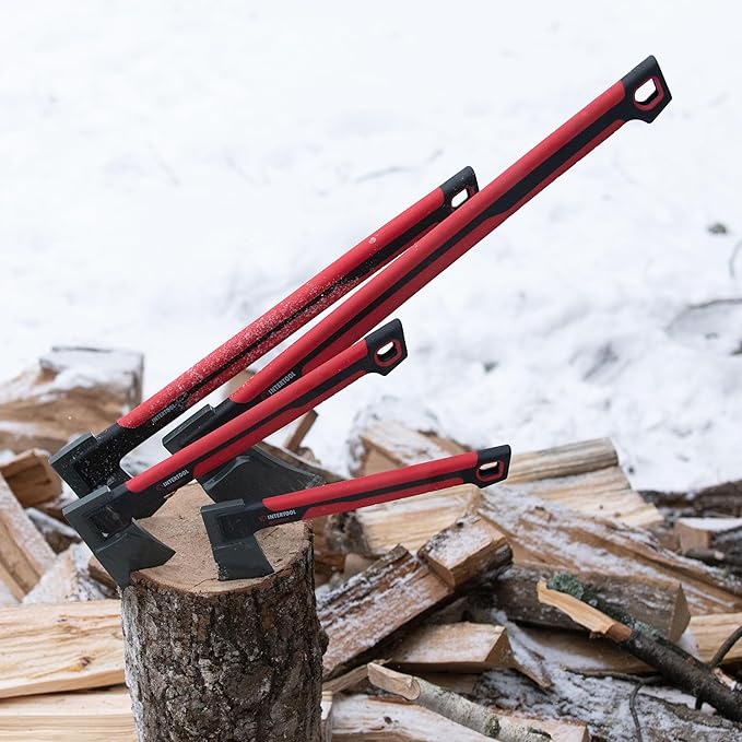 INTERTOOL Wood Splitting Axe 28” - Maul for Firewood - Splits Medium to Large Rounds - Composite Shock Absorbing Non-Slip Handle - Carry Sheath - HT08-0298
