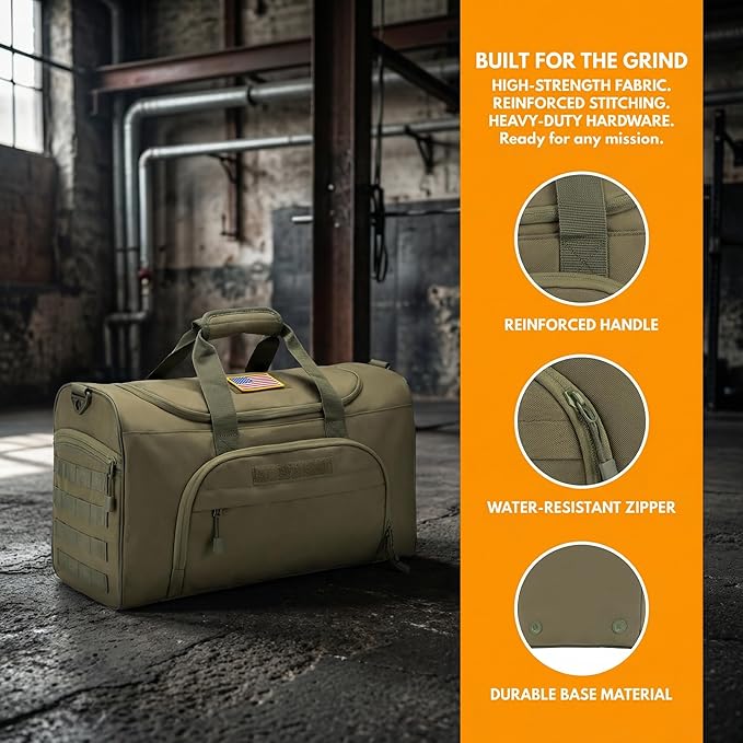 Military Tactical Outdoor Gym Bag Small Duffel Bag with Shoes Compartment for Sports Travel Camping Hunting (B-Green)