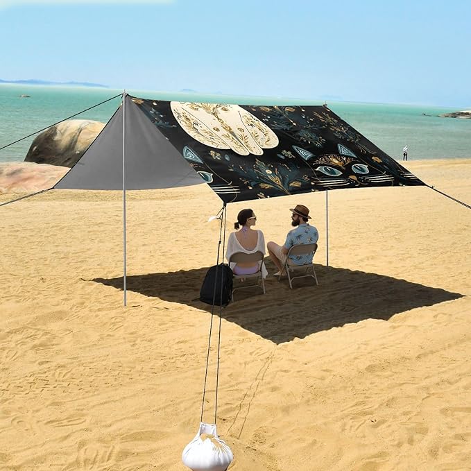 ALAZA Dousan Cat Pattern Beach Tent Sun Shelter Portable Canopy Sunshade for Outdoor Camping Picnics Backyard Fun 10x9 ft