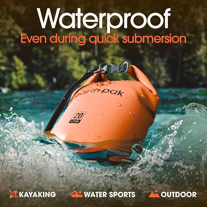 Earth Pak Waterproof Dry Bag - Roll Top Waterproof Backpack Sack (20L Orange &amp 20L Yellow)