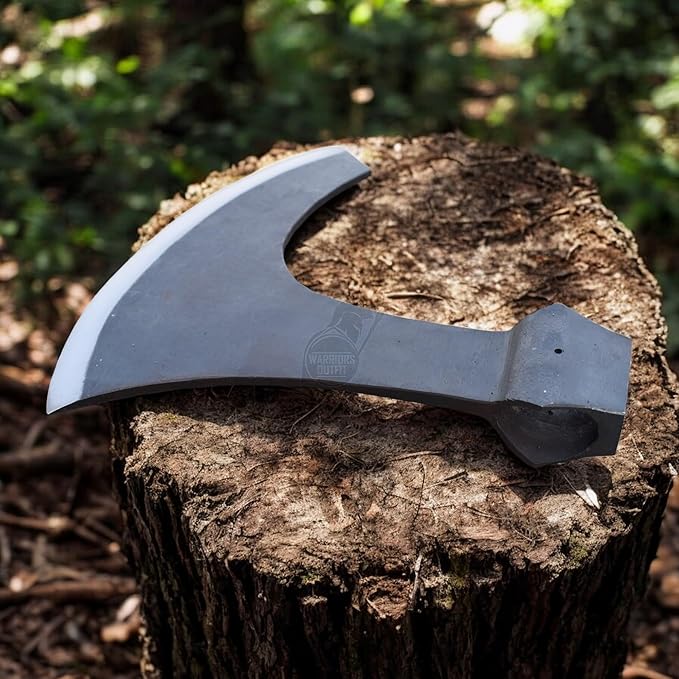 Large Size Hand Forged Medieval Center Hole Axe Head for Wood Chopping Camping | High Carbon Steel 27cm Length 28cm Cutting Edge 3 Lbs Weight | Outdoor Survival Tool