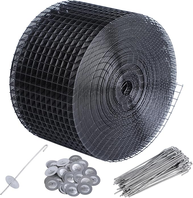 1/2 6 X 100' Solar Panel Bird Guard Mesh with 60 Fastener Clips Critter Guard for Solar Panels PVC Coated Galvanized Bird Guard for SquirrelBirdCritters Proofing