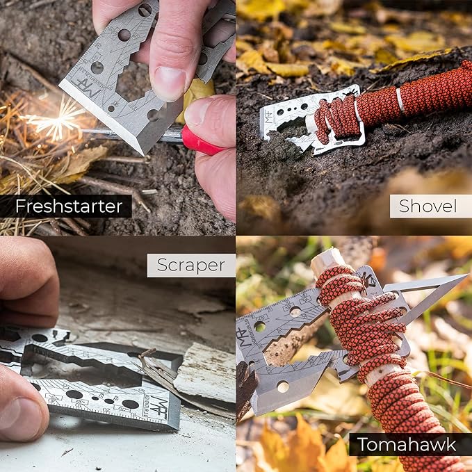 Adventur – 40+ Tools Survival Credit Card Multitool – 440C Stainless Steel Pocket Axe Tool with Knife Wrenches Ruler Bottle &amp Can Opener