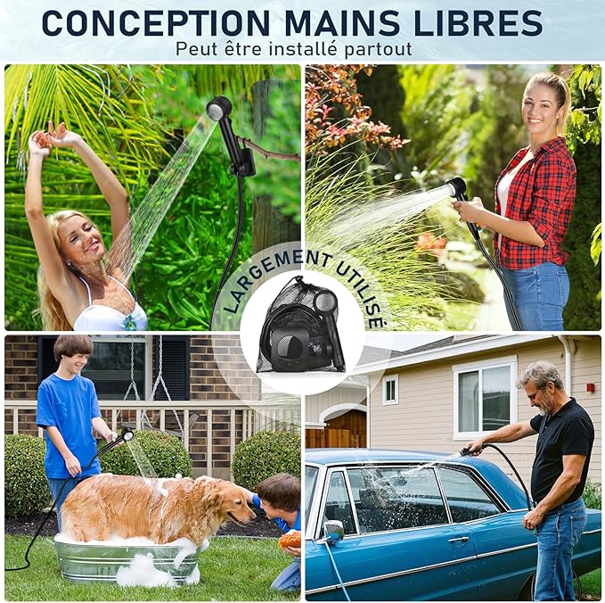 Portable Shower with Extra Collapsible Bucket &amp Handle 20L for Camping Shower Black-3
