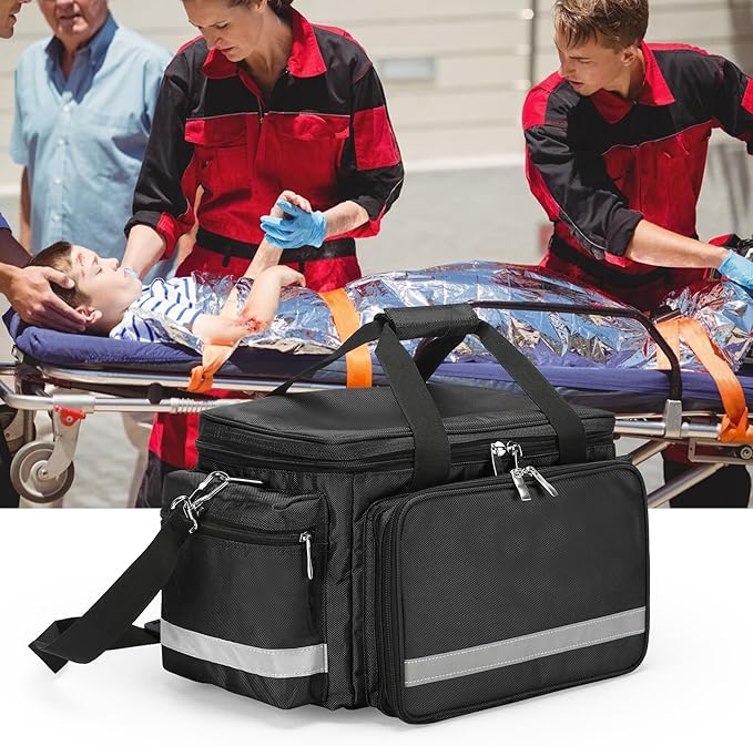 First Aid Bag Medical Empty Bag Emergency Responder Trauma Bag Empty Professional First Aid Kits Storage Medical Bag with Inner Dividers and No-Scratch Bottom Home Health