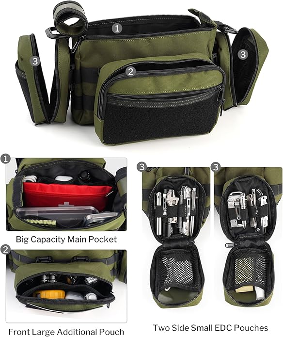 VIPERADE CHW3 Tactical Molle Bag with 3 Detachable Pouch EDC Pouch Organizer for Men 4 in 1 Sling Shoulder Crossbody Bag