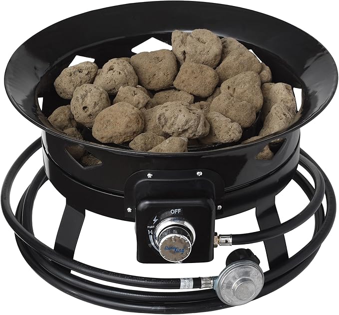 Flame King Smokeless Propane Fire Pit 19-inch Portable Firebowl 58K BTU with Self Igniter Cover &amp Carry Straps for RV Camping &amp Outdoor Living