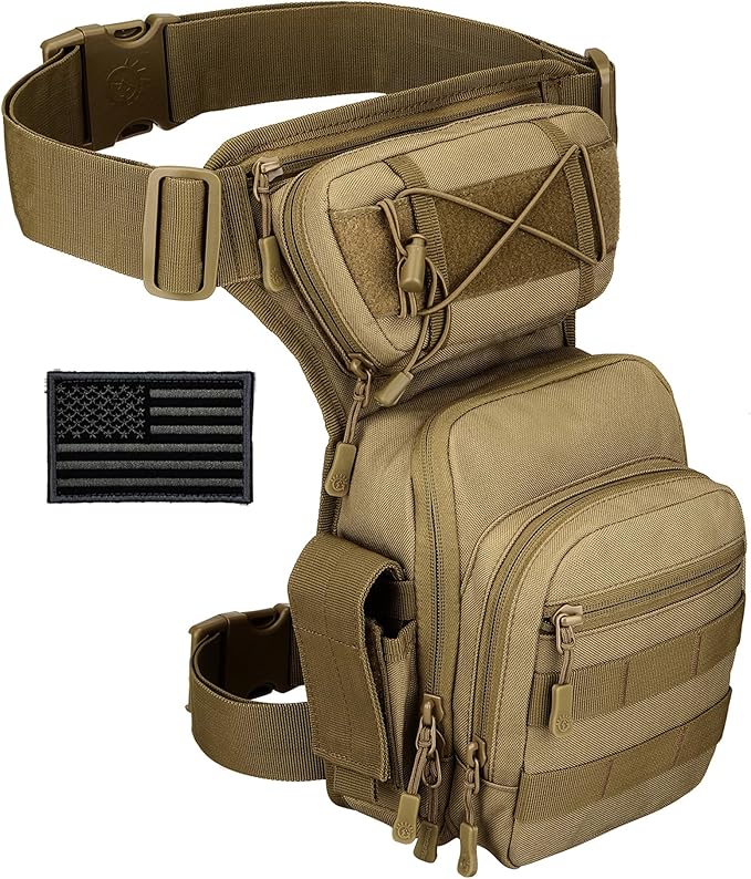 Protector Plus Tactical Drop Leg Bag Military Tool Gear Fanny Thigh Pack Utility Airsoft Motorcycle Cycling Waist Gear Pouch (Patch Included)