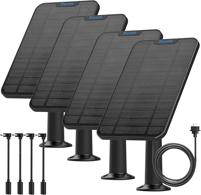 4W Solar Panel Charging Compatible with Blink 4th Gen/3rd Gen/XT/XT2 and SimpliSafe Camerawith 13.1ft Waterproof Charging Cable IP65 WeatherproofIncludes Secure Wall Mount