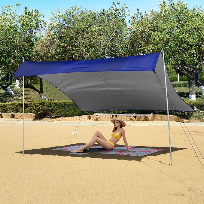 United States Military Us Army Flag Blue Beach Cabana UPF50+ Easy Setup Large Sun Shelter with Sand Pockets for Camping Picnics Backyard &amp Fishing