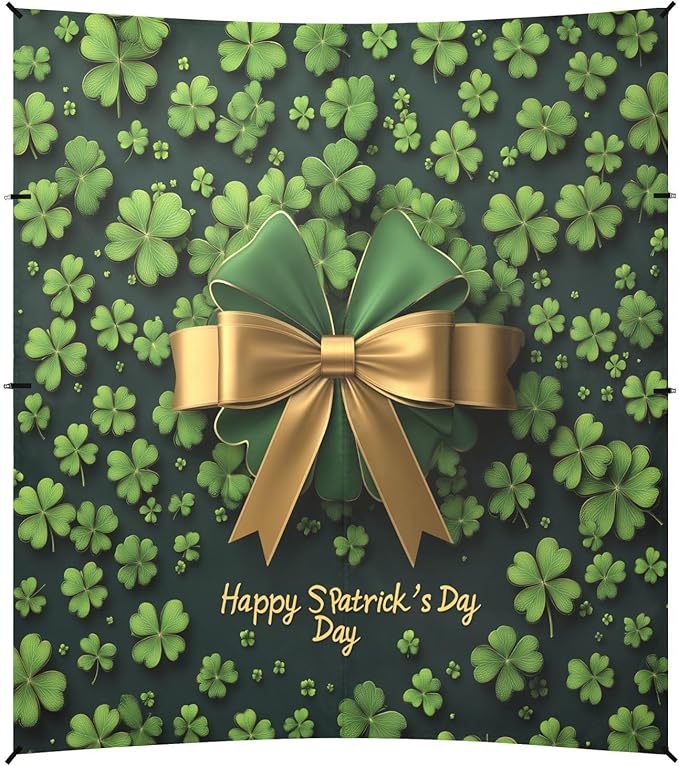 St Patrick's Day Bow Clover Beach Tent Sun Shelter Set UPF50+ UV Protection 10.5 x 9.19 FT Camping Shade Canopy with Sandbags Sand Anchors Carrying Bag and Others