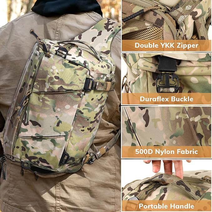 VOTAGOO 13L Tactical Sling Bag - CCW Concealed Carry Military Backpack EDC Lightweight Crossbody Shoulder Pack for Men &amp Women (CP)