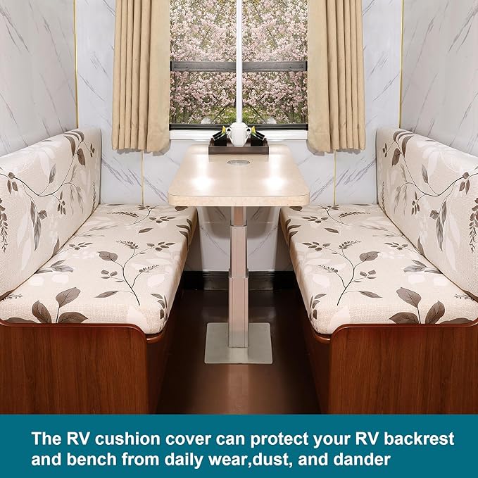 KRFOONN RV Dinette Cushion Covers Stretch Camper Cushions Cover Replacement Couch Cushion Slipcovers Washable Loveseat Slipcovers for Travel Trailer Couch Includes 2 Backrest Cover &amp 2 Bench Cover