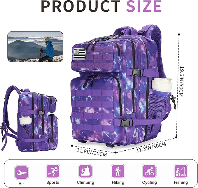 45L Military Tactical Backpack Hiking Backpacks Tactical Gear Camo Back Pack Army Molle Bag Rucksack Fitness Daypack
