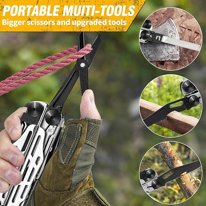 BIBURY Multitool Pliers Pro BI2045 Stainless Steel 31-in-1 Multi Tool Pliers with Replaceable Wire Cutters and SawFoldable Multitools with Scissors and Screwdriver Ideal for CampingSurvivalRepair