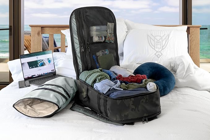 Xtreme Sight Line ~ Faraday Laptop Backpack Carry On ~ Signal Blocking Travel Backpack with RFID Protection Fits 16 Laptop with Removable Faraday Sleeve ~ 1000D Nylon/Spacer Mesh ~ Midnight MultiCam
