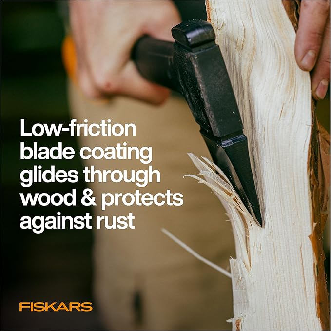 Fiskars X24 Universal Axe 24 Forged Steel Blade for Felling Trees &amp All-Purpose Chopping Shock-Absorbing FiberComp Handle &amp Low-Friction Coating for Clean Cuts in Fresh Resinous Wood