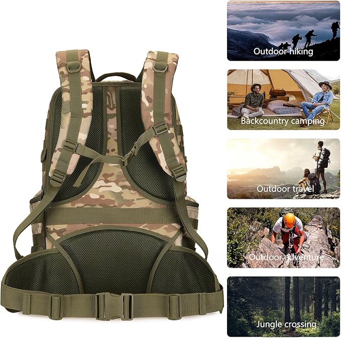 50L Military Tactical Backpack Hiking Waterproof Backpack Large Military Pack 3 Day Assault Pack Molle Bag Rucksack