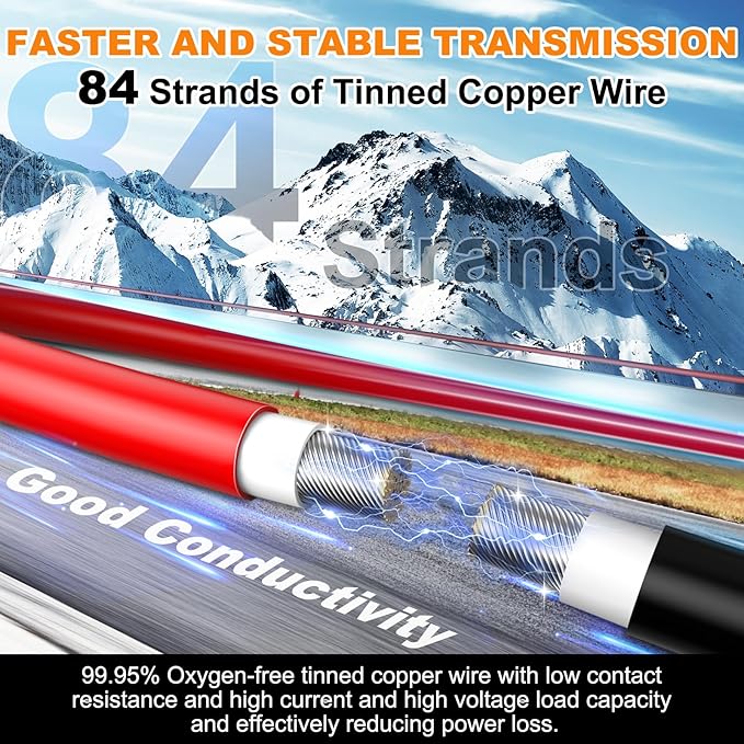 Oududianzi 2x50 Feet Solar Panel Wire 10AWG Solar Wire Tinned Copper 10 Gauge PV Cable for Outdoor Automotive RV Solar Panels Boat Marine (50FT Red + 50FT Black)