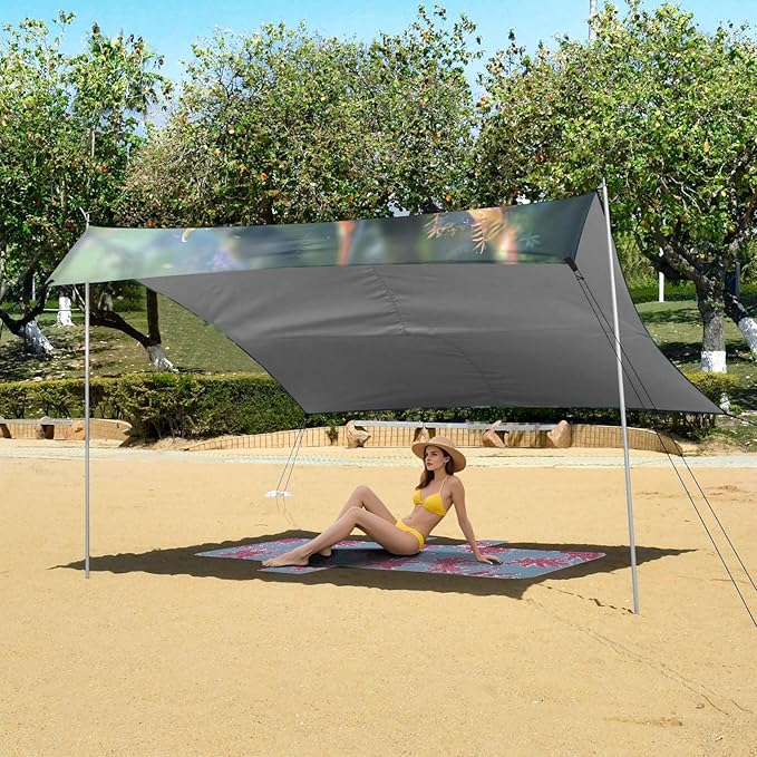 ALAZA Fantasy Dragon Beach Tent Sun Shelter UPF50+ Protection Beach Shade Canopy w/ 4 Sandbags for Outdoor Camping Fishing Backyard Fun Picnic 10x9 ft