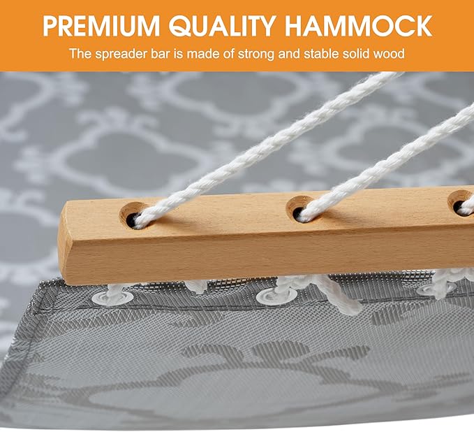 Lazy Daze Hammocks Quick Dry Hammock with Spreader Bar Textliene Fabric Double 2 Person Hammock with Chains Outdoor Patio Poolside Backyard Beach 450 lbs Capacity Four Leaf Clover
