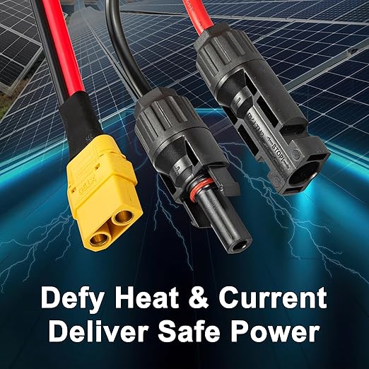 10AWG 10FT Solar Panel to XT90 Female Adapter Cable 300V 30A with Standard Solar Connector for Portable Power Station RV Home Battery Charging