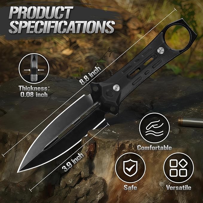 Freelander D2 Steel Fixed Blade Knife Bundle with Tactical Axe 2 Pack
