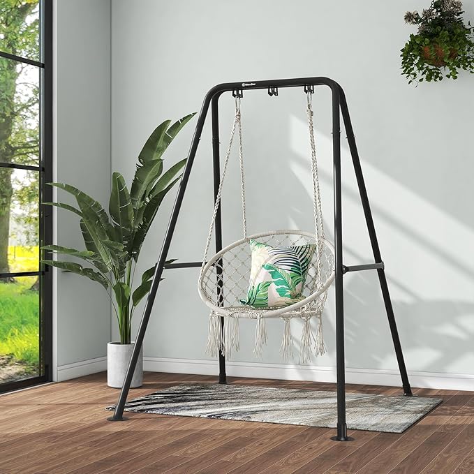 G TALECO GEAR Hammock Chair StandHeavy-Duty Steel 300LBS Multi-Use Hammock Stand for Outdoor Indoor Swing Chair not Include (Black)