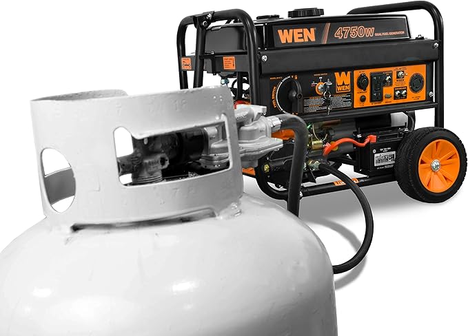 WEN 4750-Watt 120V/240V Dual Fuel Portable Generator with Wheel Kit and Electric Start (DF475T)