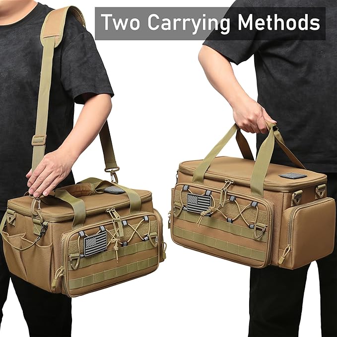 15-Inch Tool Bag Multi-purpose Tool Organizer Bag For Men with Shoulder Strap Tactical Range Bag Work Tote for Repairman Carpenters Handymen (Khaki)