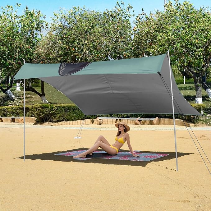 ALAZA French Bulldog on Green Beach Tent Sun Shelter Portable Canopy Sunshade for Outdoor Camping Picnics Backyard Fun 10x9 ft