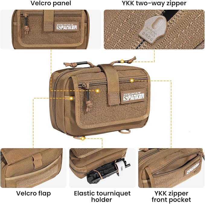EXCELLENT ELITE SPANKER Tactical First Aid Pouch IFAK Rip Away Molle EMT Pouch Compact Admin Pouch Medical Utility Pouch Emergency Survival Kits for Tactical VestBackpack
