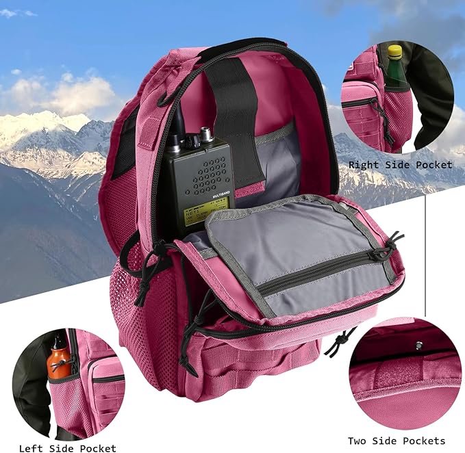 Rover Sling Pack Tactical Shoulder Sling Bag Backpack with Bottle Holder Crossbody Chest Bag Pink