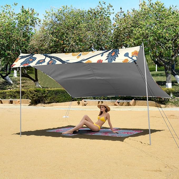 ALAZA Indian Traditiona Tribal Flower Beach Tent Sun Shelter Portable Canopy Sunshade for Outdoor Camping Picnics Backyard Fun 10x9 ft