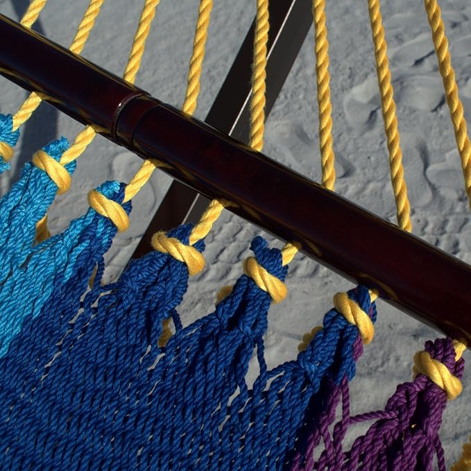 Double Caribbean Hammock - Soft-Spun Polyester - 48 inch (Rainbow)
