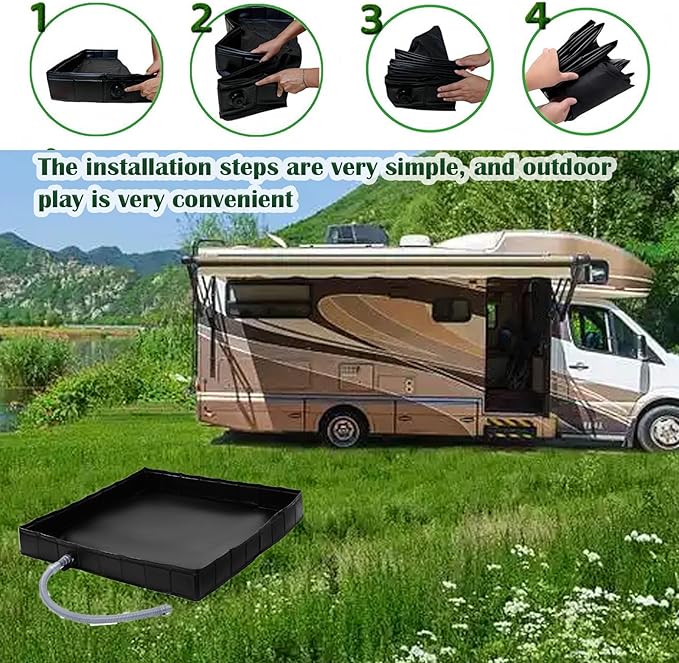 Upgraded Portable Shower Pan 41 x 41 x 5 Foldable RV Shower Pan with Drain Hose &amp Pouch Outdoor Shower Floor Camping Shower Base to Keep Feet Clean for Outdoor Indoor Camping Beach