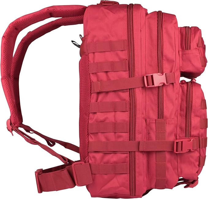 Mil-Tec Unisex Assault Pack - Rugged Durable Lightweight Ergonomic Versatile Tactical Outdoor Camping Hiking Backpack with Adjustable Padded Shoulder Straps &amp MOLLE Loops Red 36L