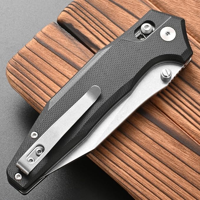FF20 Folding Pocket KnifeVG10 Steel Blade G10 Handle EDC Tool Knife for Outdoor Camping Hunting Fishing Working(Black)