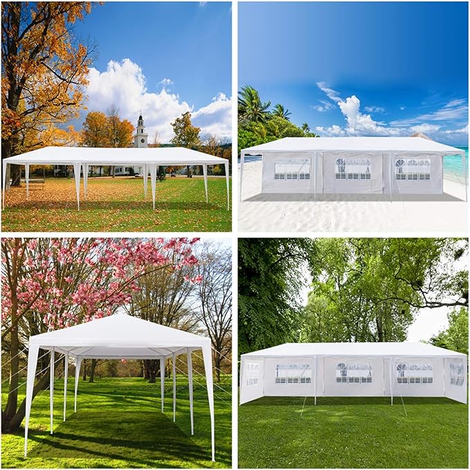 Outdoor Gazebo Canopy Wedding Party Tent Camping Shelter Commercial Instant Shelter Waterproof Tent with Removable Side Walls (10'x30' Five Sides)