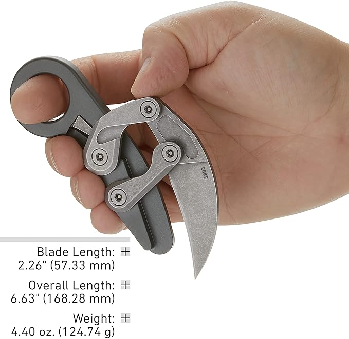 CRKT Provoke Compact: Kinematic EDC Folding Pocket Knife Morphing Karambit D2 Plain Edge Blade Aluminum Pocket Clip 4045