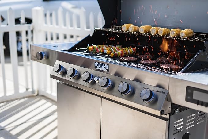 Monument Grills 6+1 Convertible Natural Gas Smart bbq Grill 6 Burners &amp 1 Side Burner Stainless Steel Denali 605 with Smart Technology Knob Controls (Without Conversion Kit)