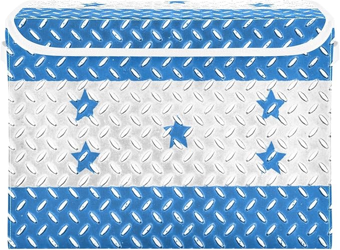 foldable 40 L storage bin with lid with handles heavy duty storage bag organizer Christmas for Home Office Organization Honduras Flag Honduran National Blue
