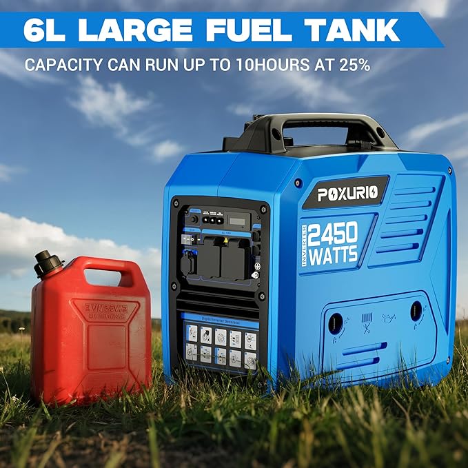 2450-Watt Inverter Generator for Home Use 1.6Gallon Large Fuel Tank Up to 8.3 Hours Use 120V Gas Powered Generator Super Quiet - EPA Compliant