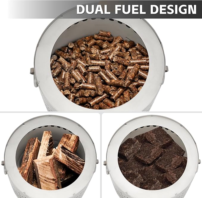 Tabletop Fire Pit with Ash Tray - Low Smoke Pellet Portable Table Top Firepit | Indoor&ampOutdoor Mini Personal Fireplace with Travel Bag | Small Smores Firepit for Patio CampingPorch7.8inch Stain