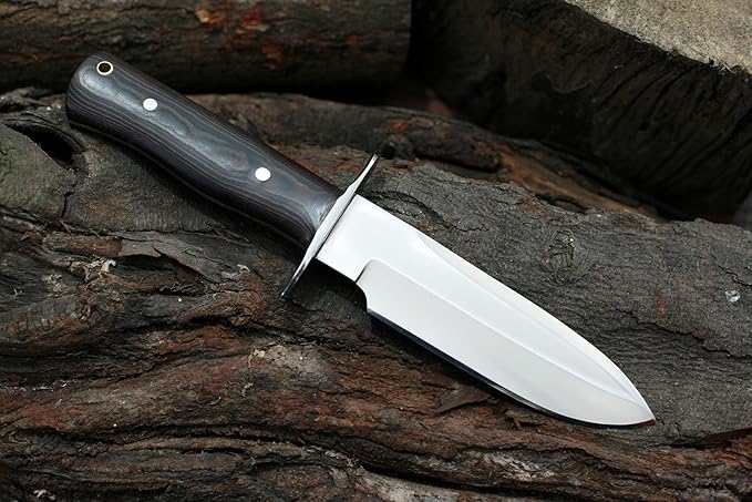 GCS Handmade D2 steel Hunting Knife G10 Full Tang Handle Fixed Blade Knife Right Hand Scout Carry Buffalo leather Sheath Sharpening Stone Hunting Camping Survival EDC-GCS 915