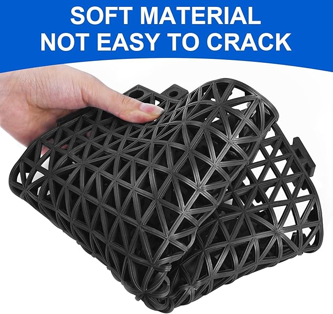 MYFAMIREA Modular Interlocking Cushion 8 Pack 11.8 x 11.8 Rubber Floor Tiles Non-Slip Splicing Drainage Mats for Deck Black