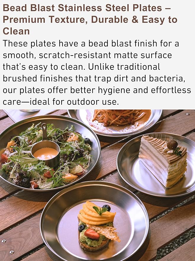 CAMPINGMOON Camping Tableware Set Stainless Steel Camping Plates Bowl Stackable Outdoor Dinnerware Canvas Carry Case Camping Hiking Picnic