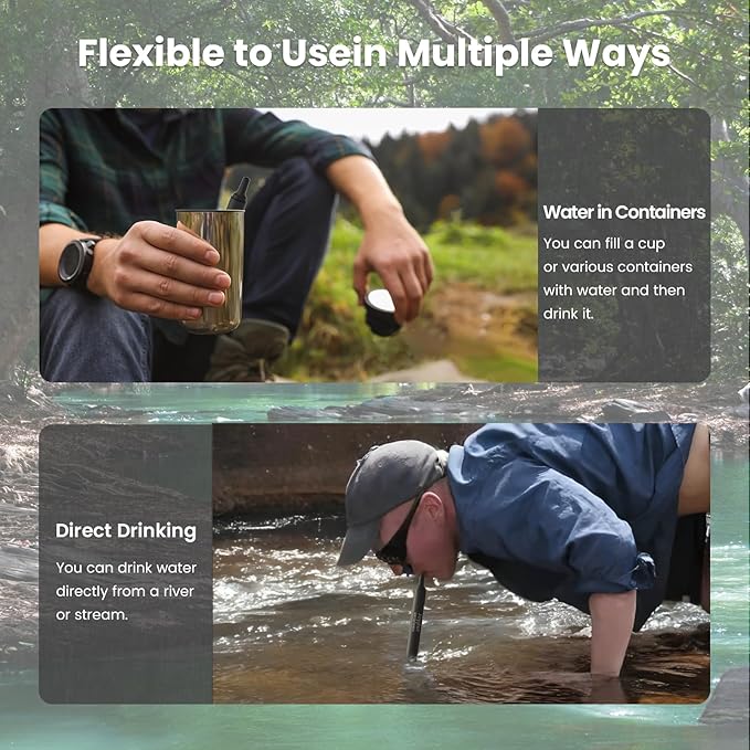 Portable Water Filter Straw Survival Essential Camping &amp Hiking Gear Water Purification Straw for Travel Biking and Emergency Preparedness