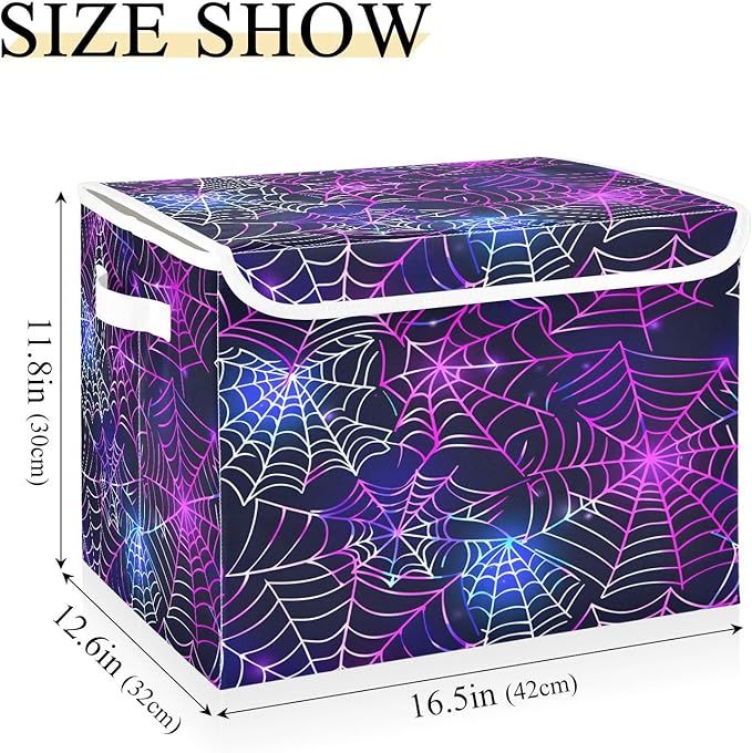 senya Halloween Baskets Collapsible Storage Bins with Lids Halloween Spider Web A Storage Boxes Clothes Baskets for Organizing
